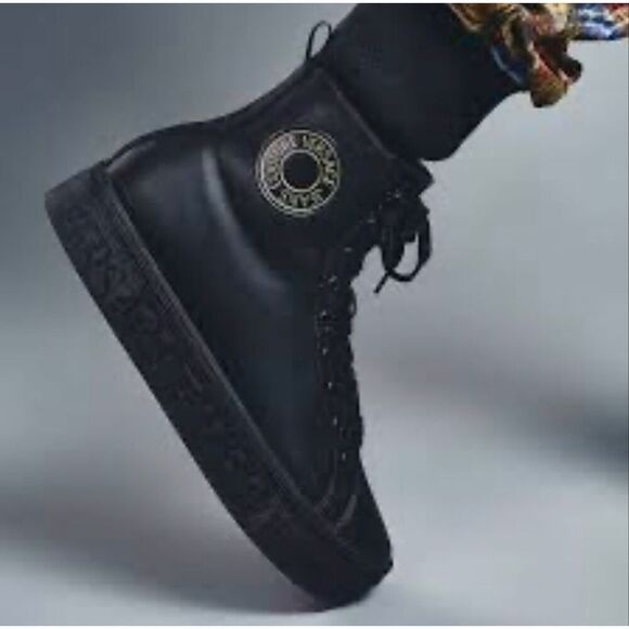 Versace jeans couture black brick high hi top fashion sneaker guc 41/10 main image 5